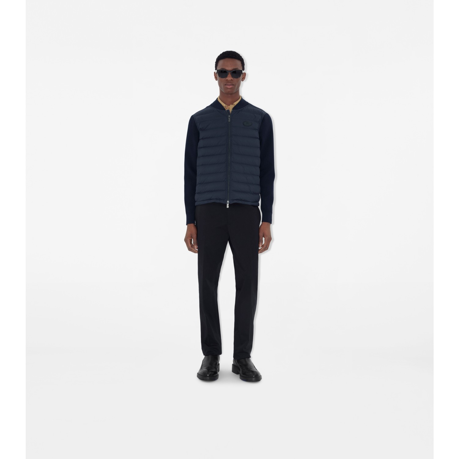 绗缝尼龙羊毛混纺夹克