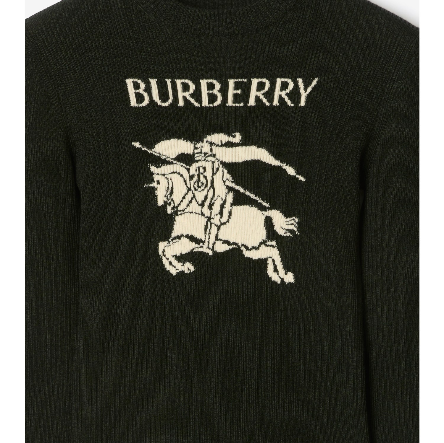 马术骑士徽标丝毛混纺针织衫