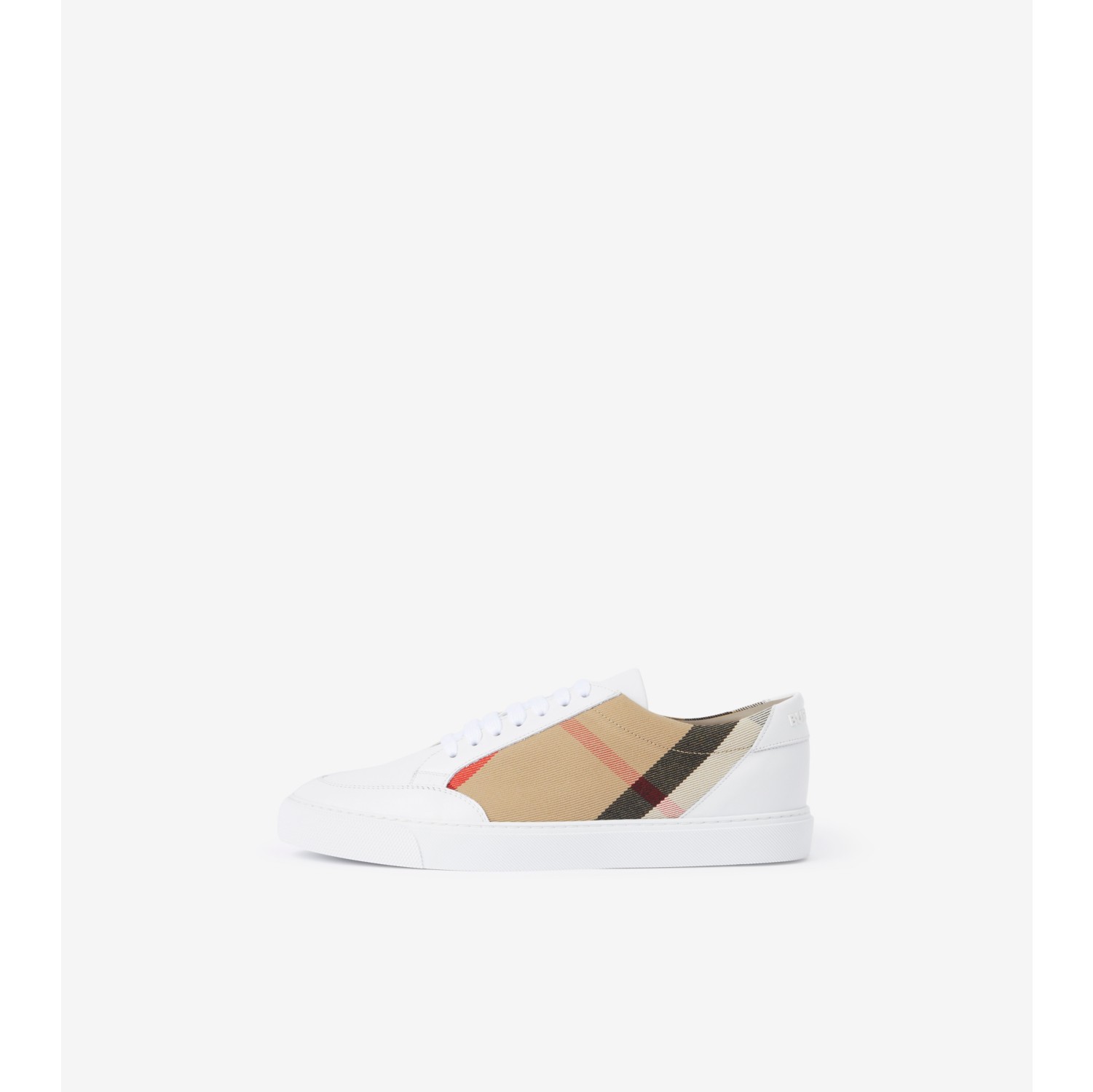 Check and Leather Sneakers
