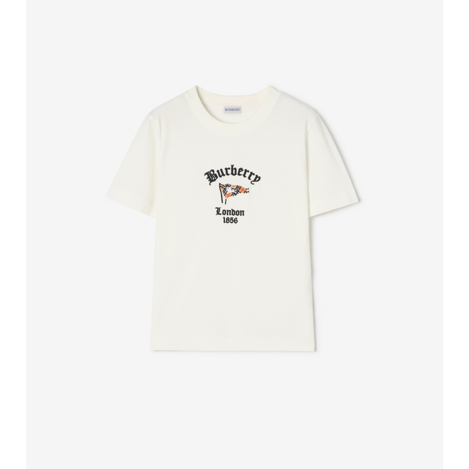 格纹旗帜图案棉质 T 恤衫