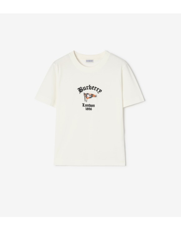 格纹旗帜图案棉质 T 恤衫