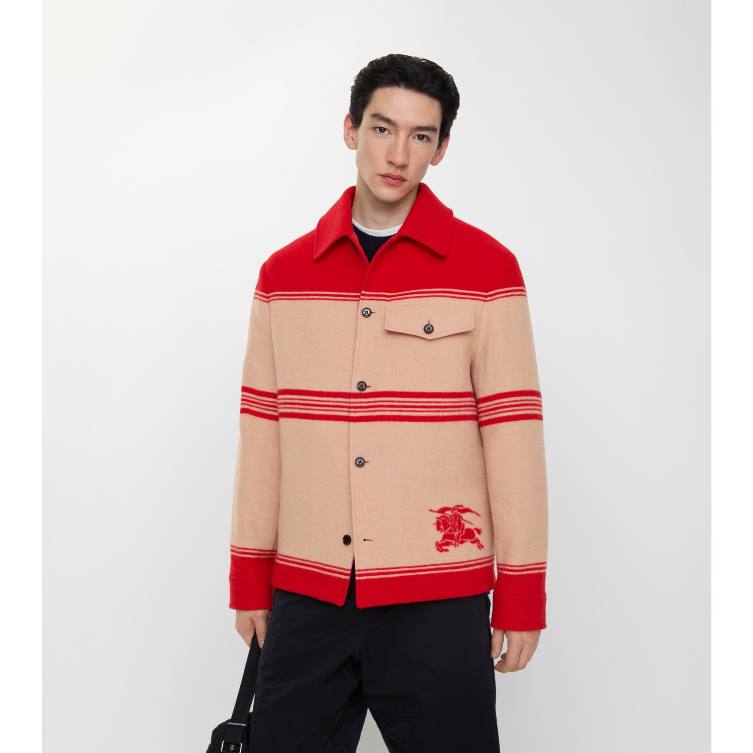 条纹羊毛尼龙夹克