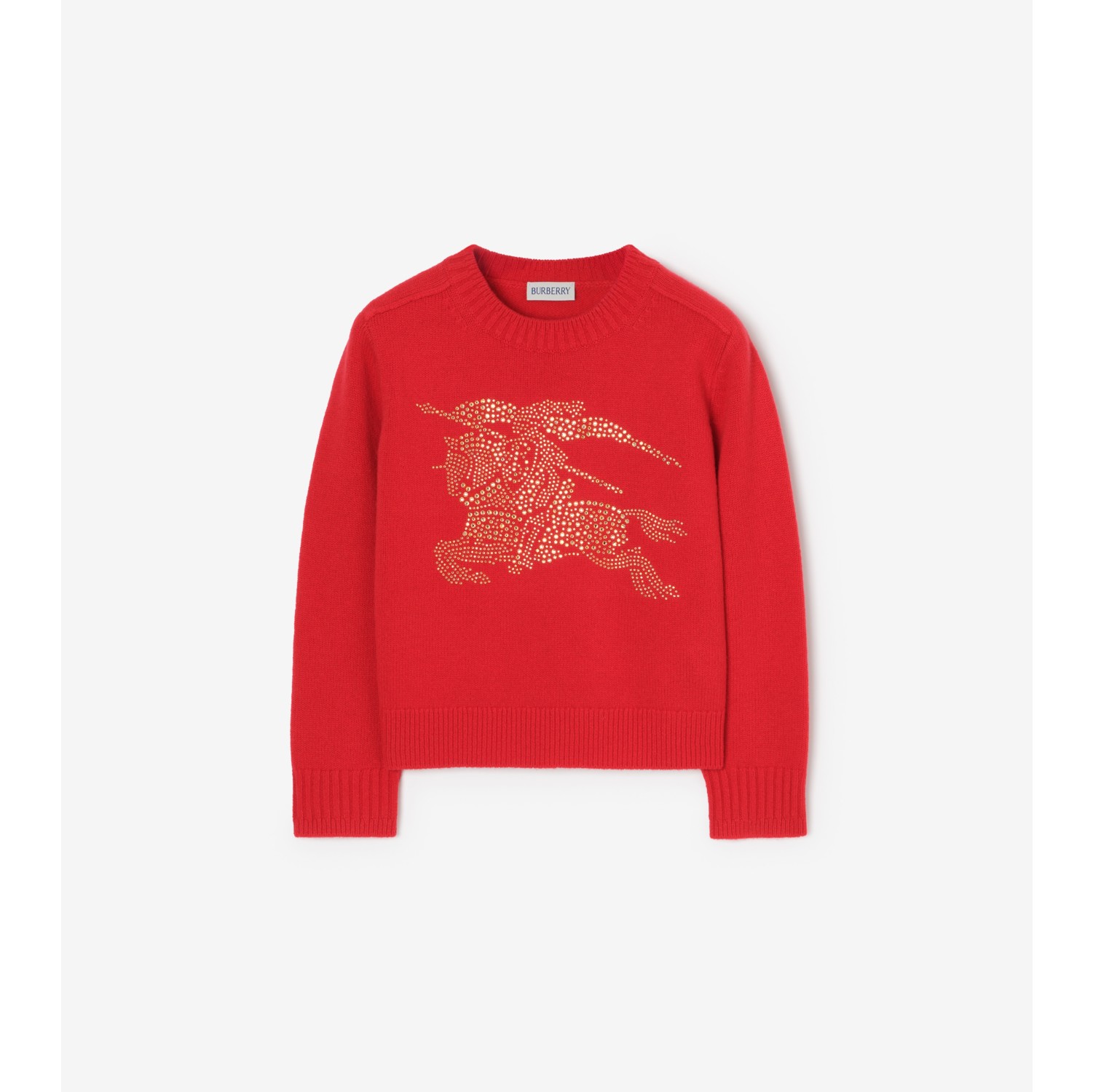 莱茵石马术骑士徽标羊毛衫