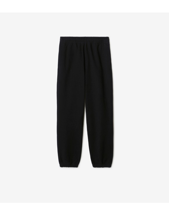 格纹标签棉质慢跑裤