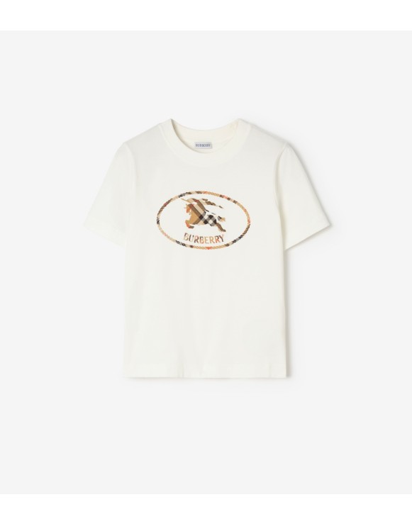 格纹骑士印章棉质 T 恤衫