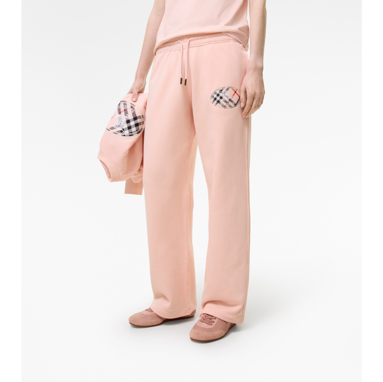 格纹骑士印章棉质运动裤