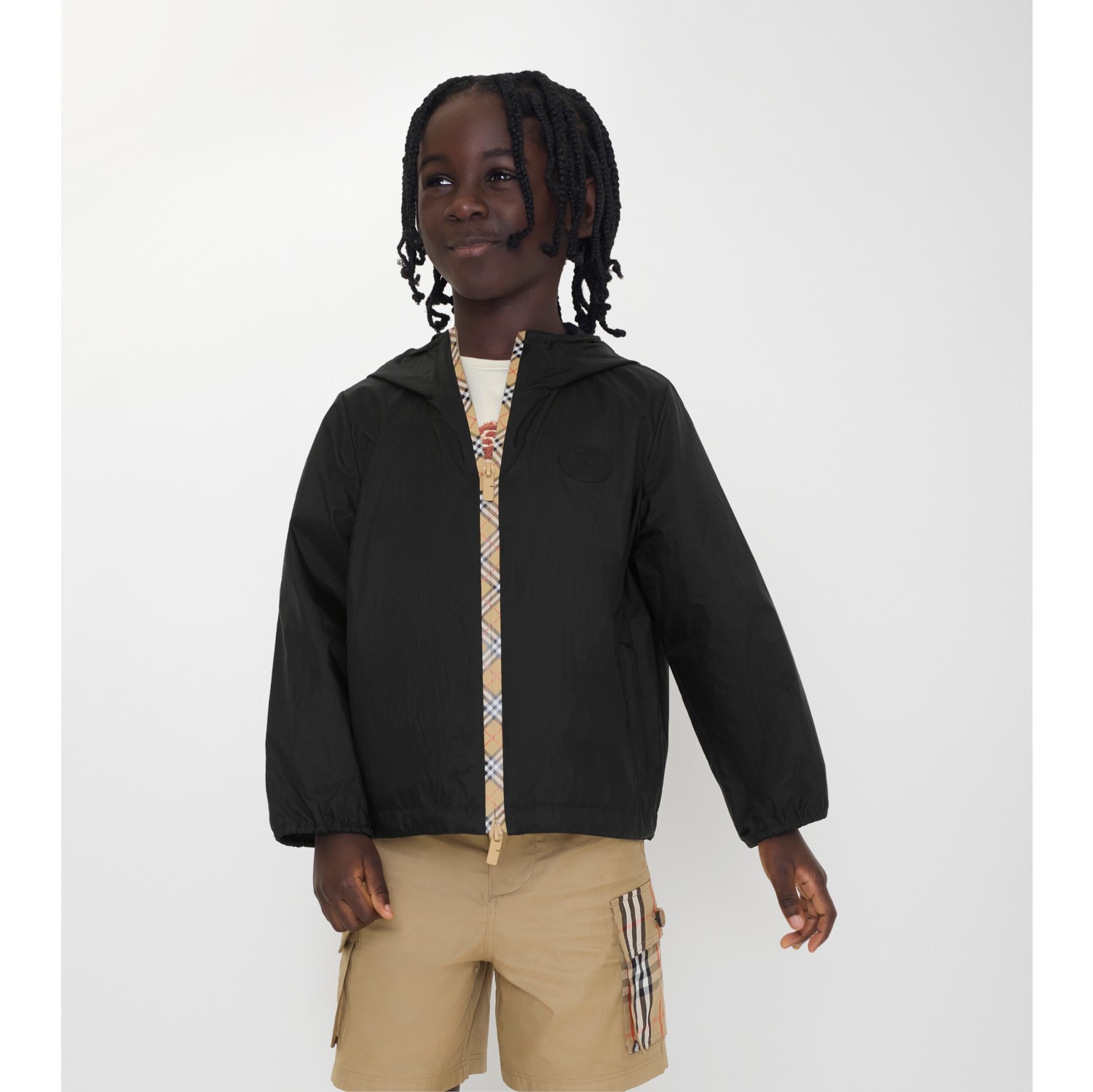 Checker-tape Nylon Hooded Jacket