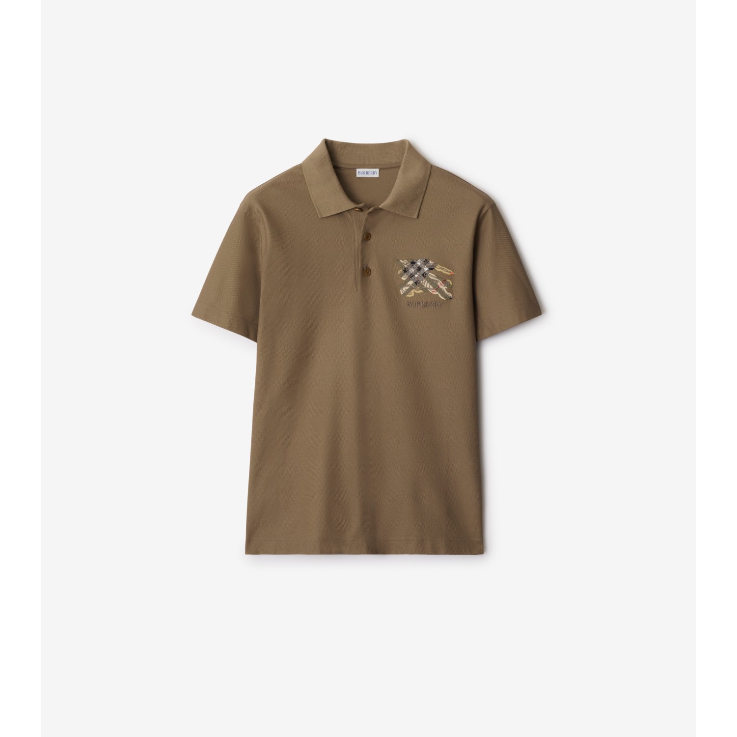 马术骑士徽标格纹棉质 Polo 衫