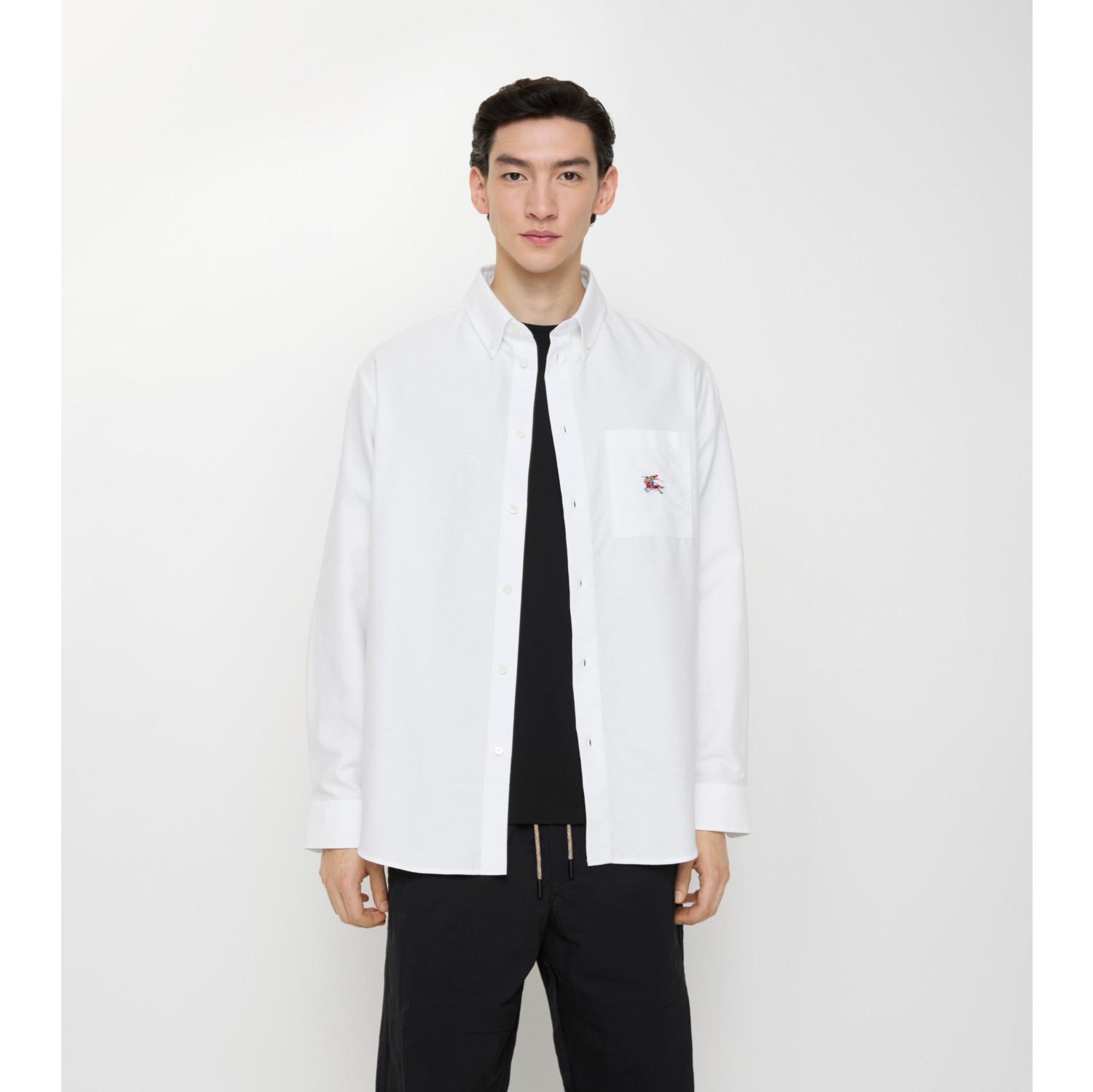 休闲版型马术骑士徽标棉质牛津衬衫