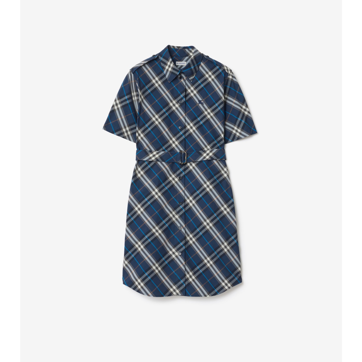 格纹棉质衬衫式连衣裙