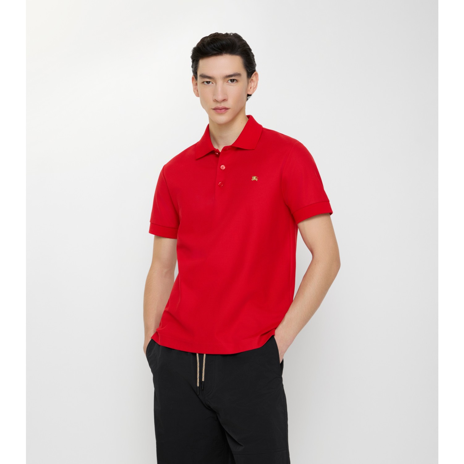 金属马术骑士徽标棉质 Polo 衫