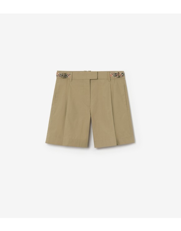 格纹装饰棉府绸短裤