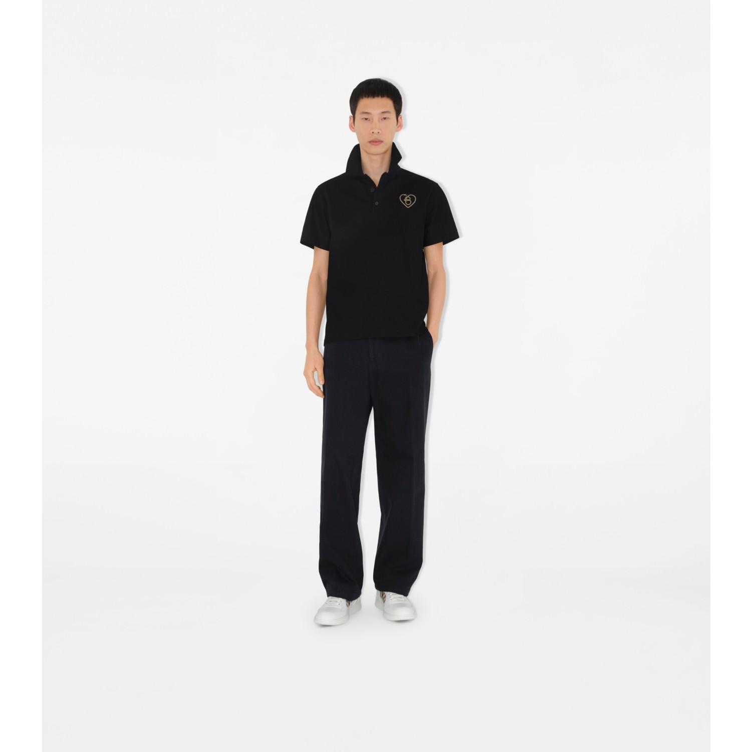 心形字母 B 图案棉质 Polo 衫
