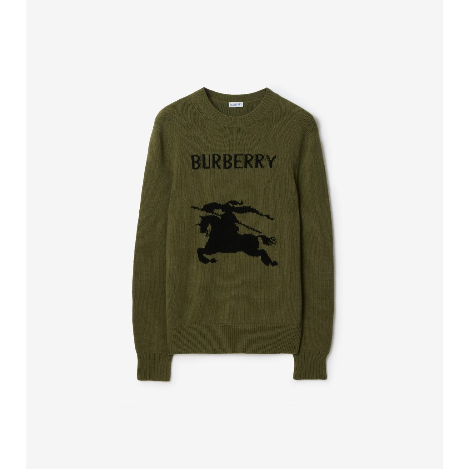 马术骑士徽标羊毛羊绒混纺针织衫