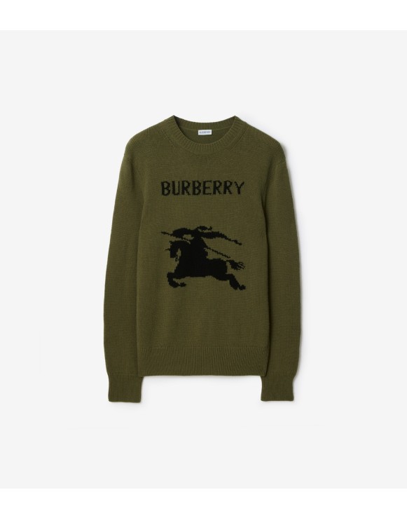 马术骑士徽标羊毛羊绒混纺针织衫