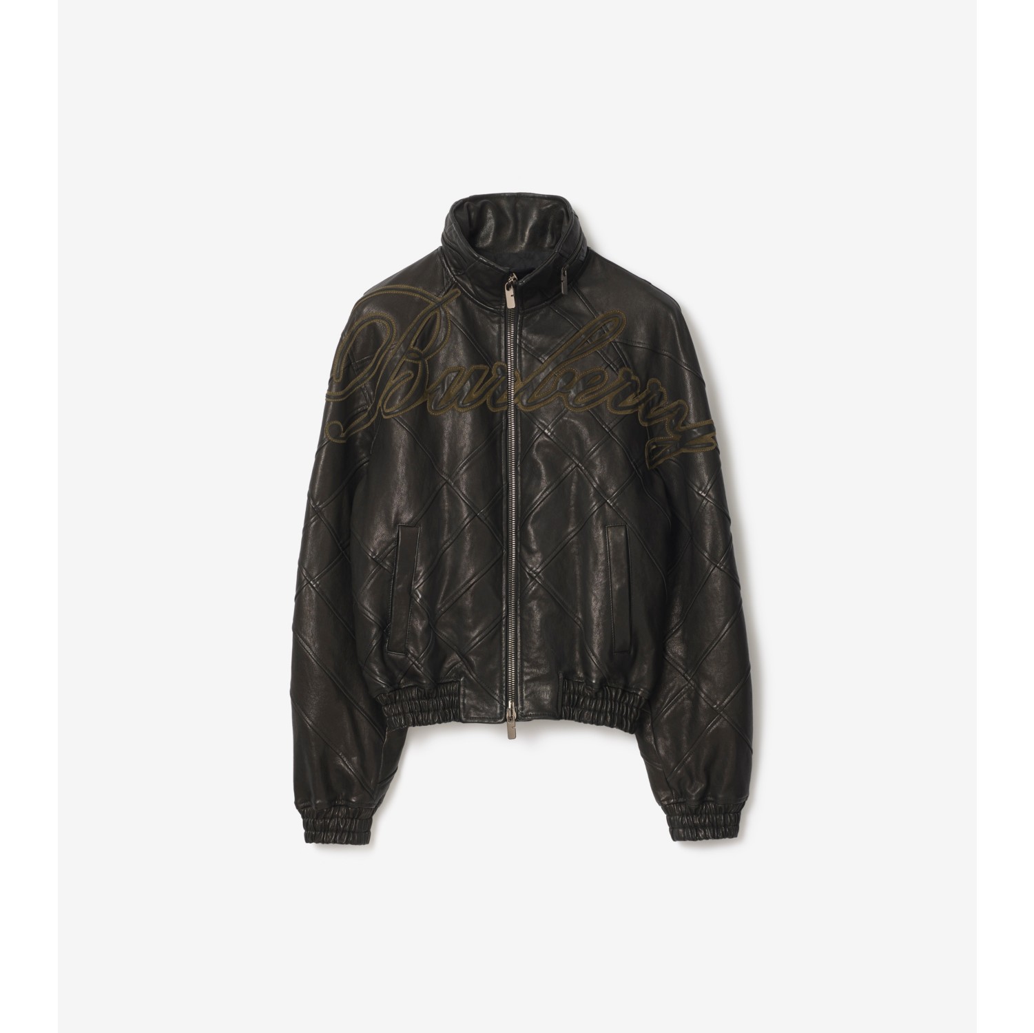 草书风格徽标皮革夹克