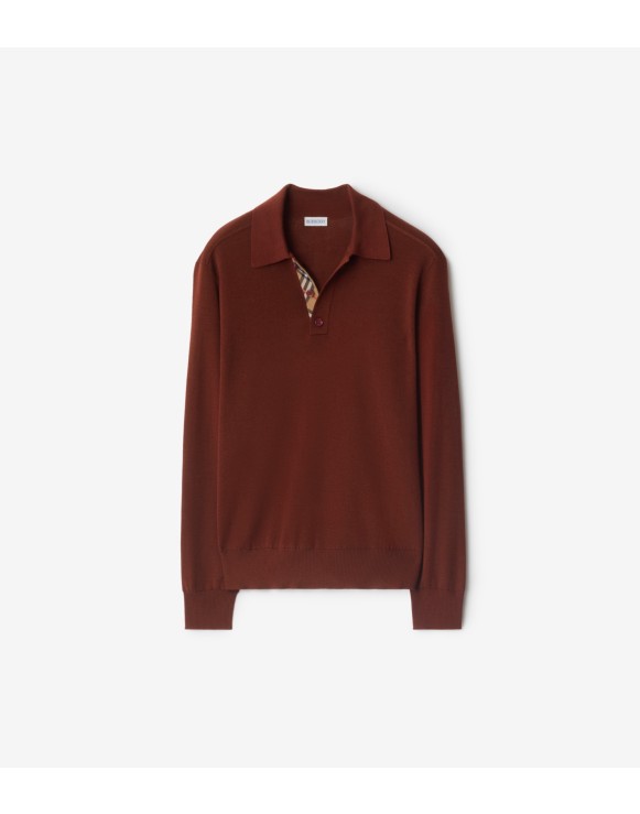 长袖羊毛 Polo 衫