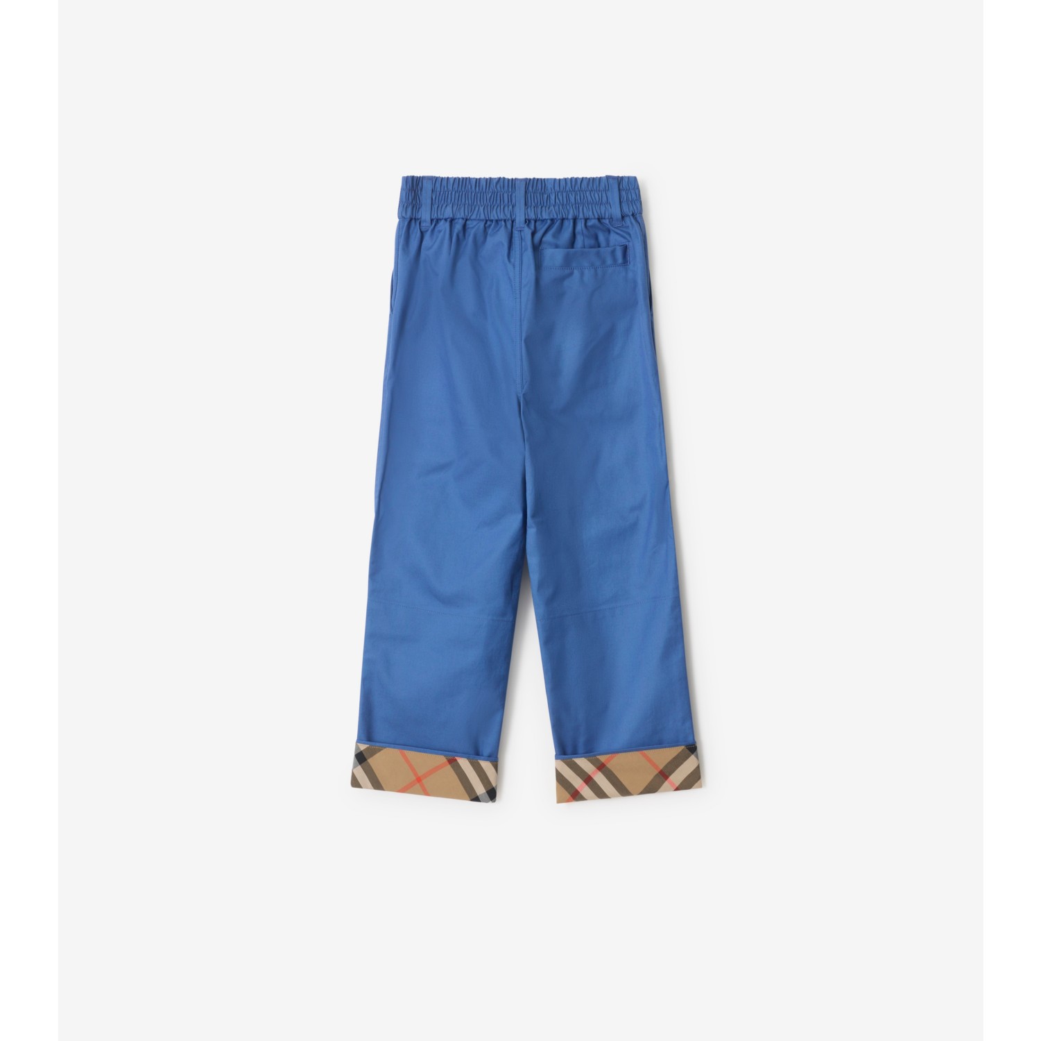 格纹卷边棉质长裤