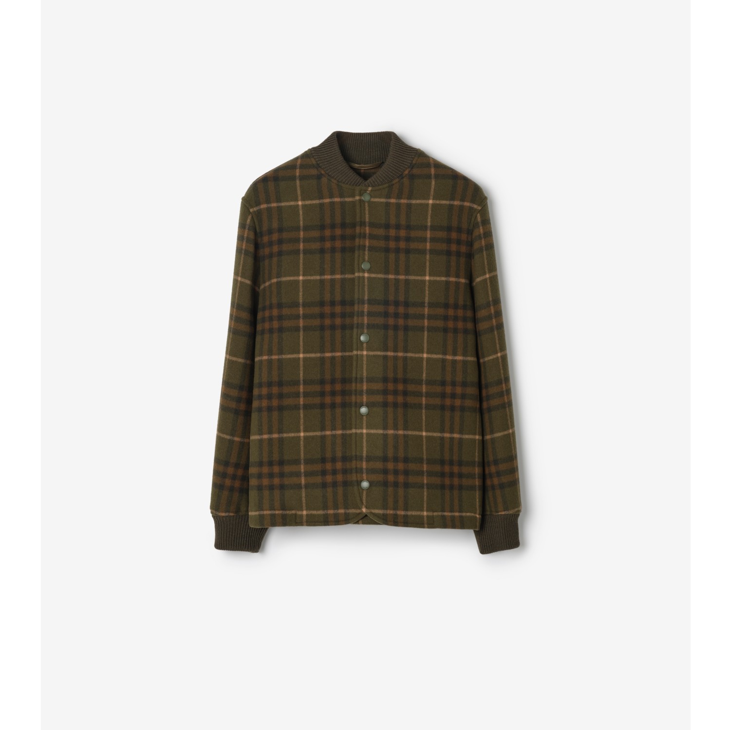 格纹羊毛羊绒混纺飞行夹克