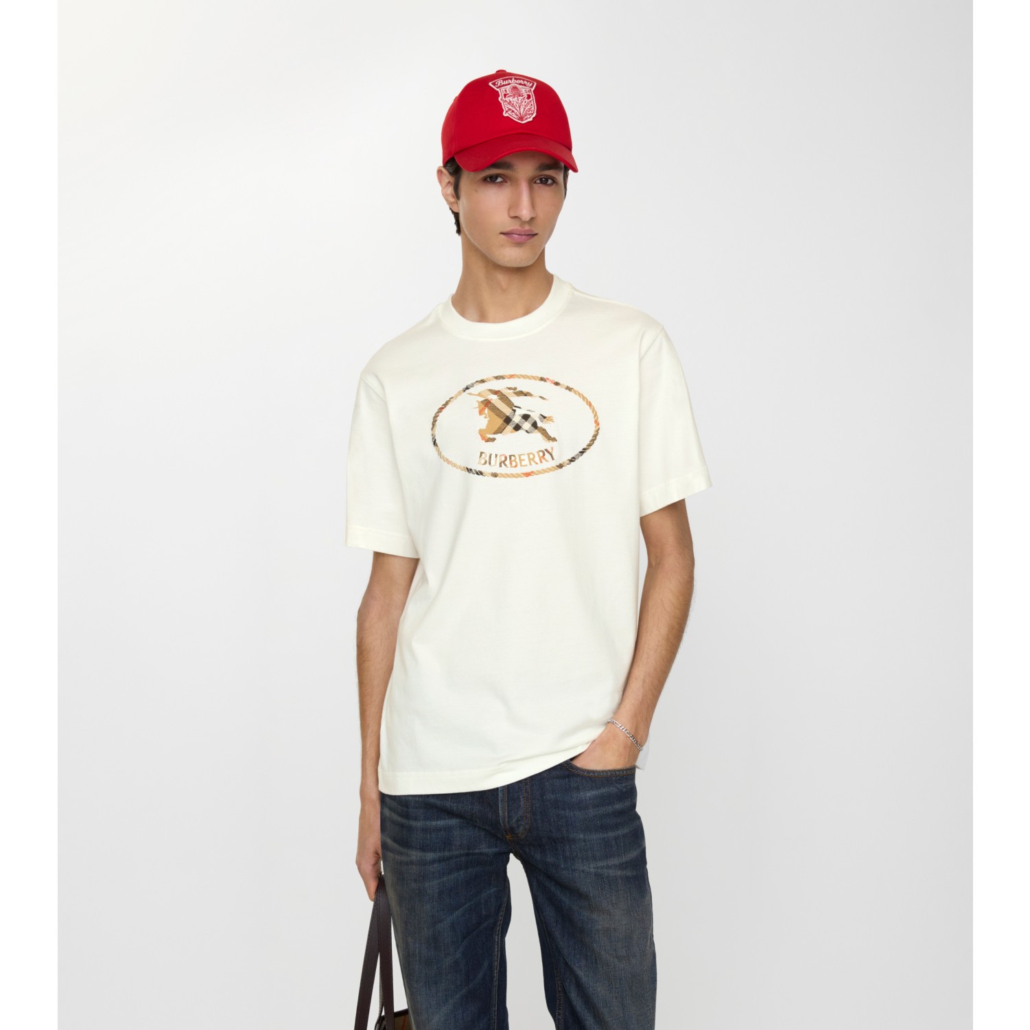 格纹骑士印章棉质 T 恤衫