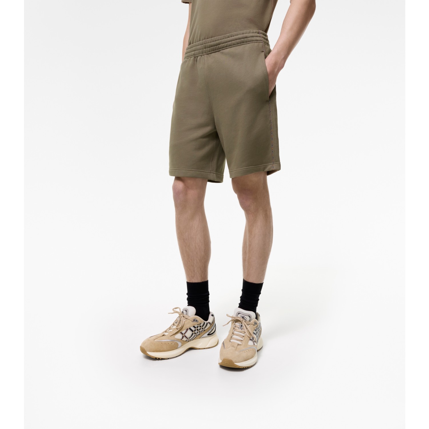 格纹滚边棉质短裤