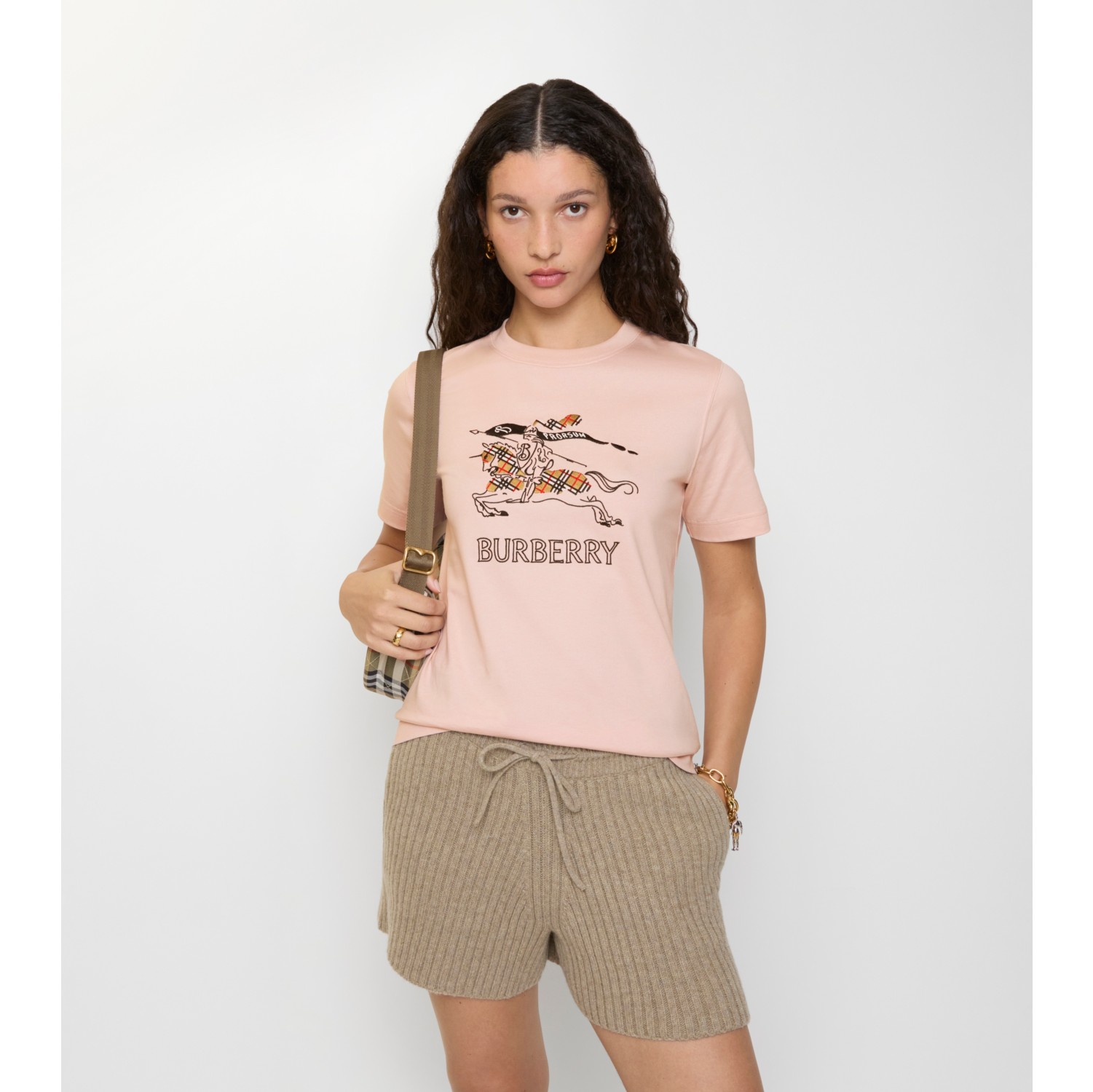 素描马术骑士徽标棉质 T 恤衫