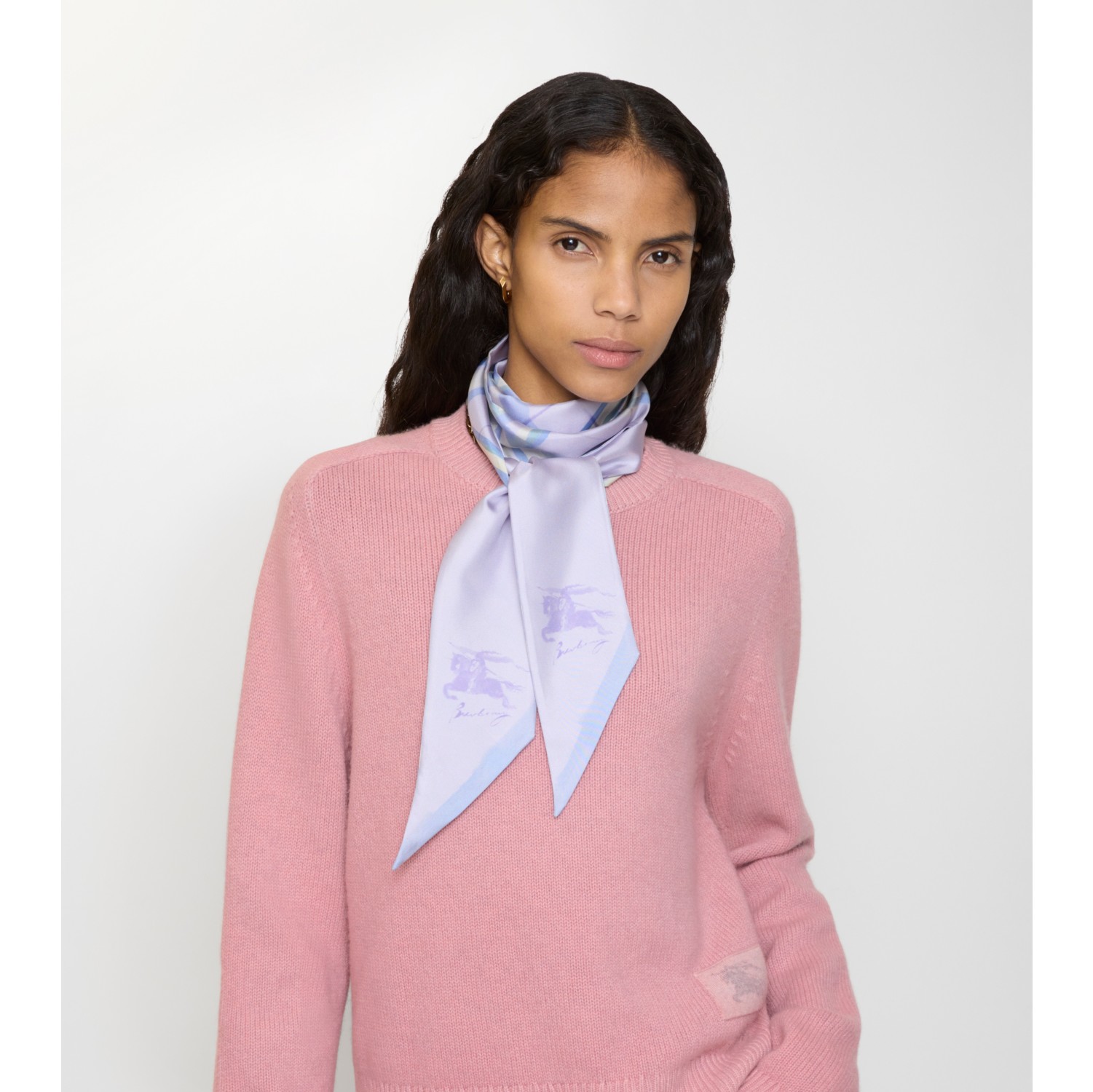 水彩格纹窄版丝巾