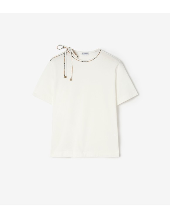 系带衣袖棉质 T 恤衫