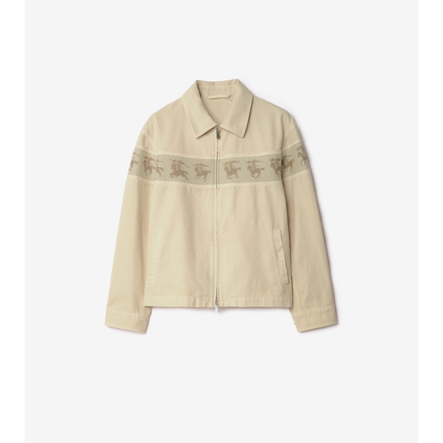 疾驰奔腾马术骑士图案棉质帆布夹克