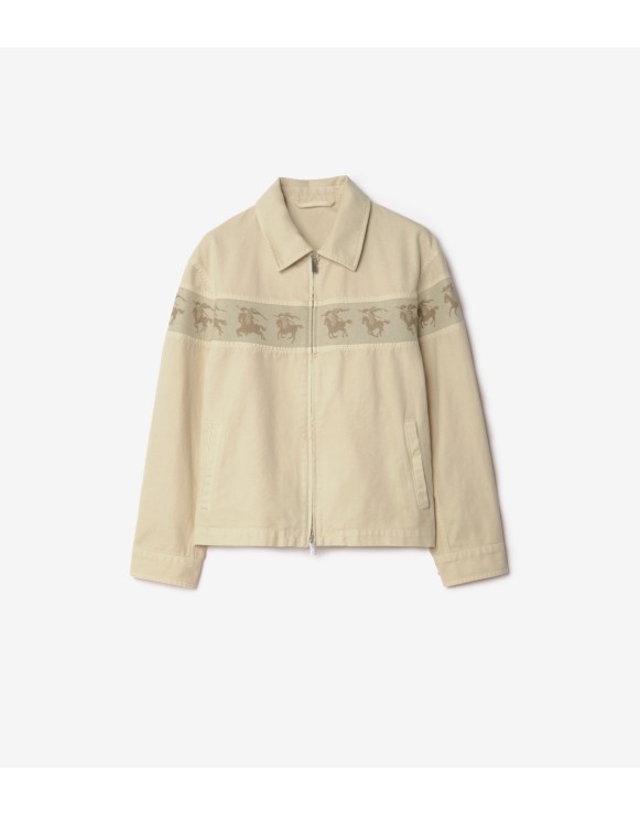 疾驰奔腾马术骑士图案棉质帆布夹克