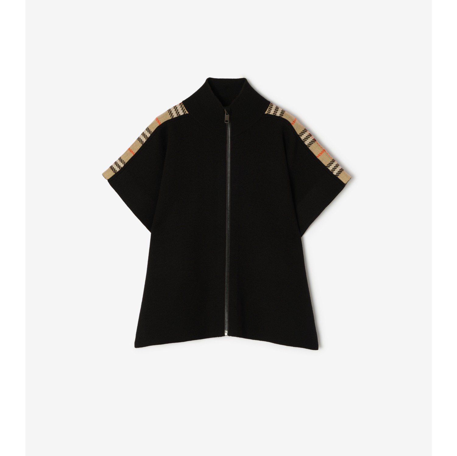 格纹装饰羊毛斗篷