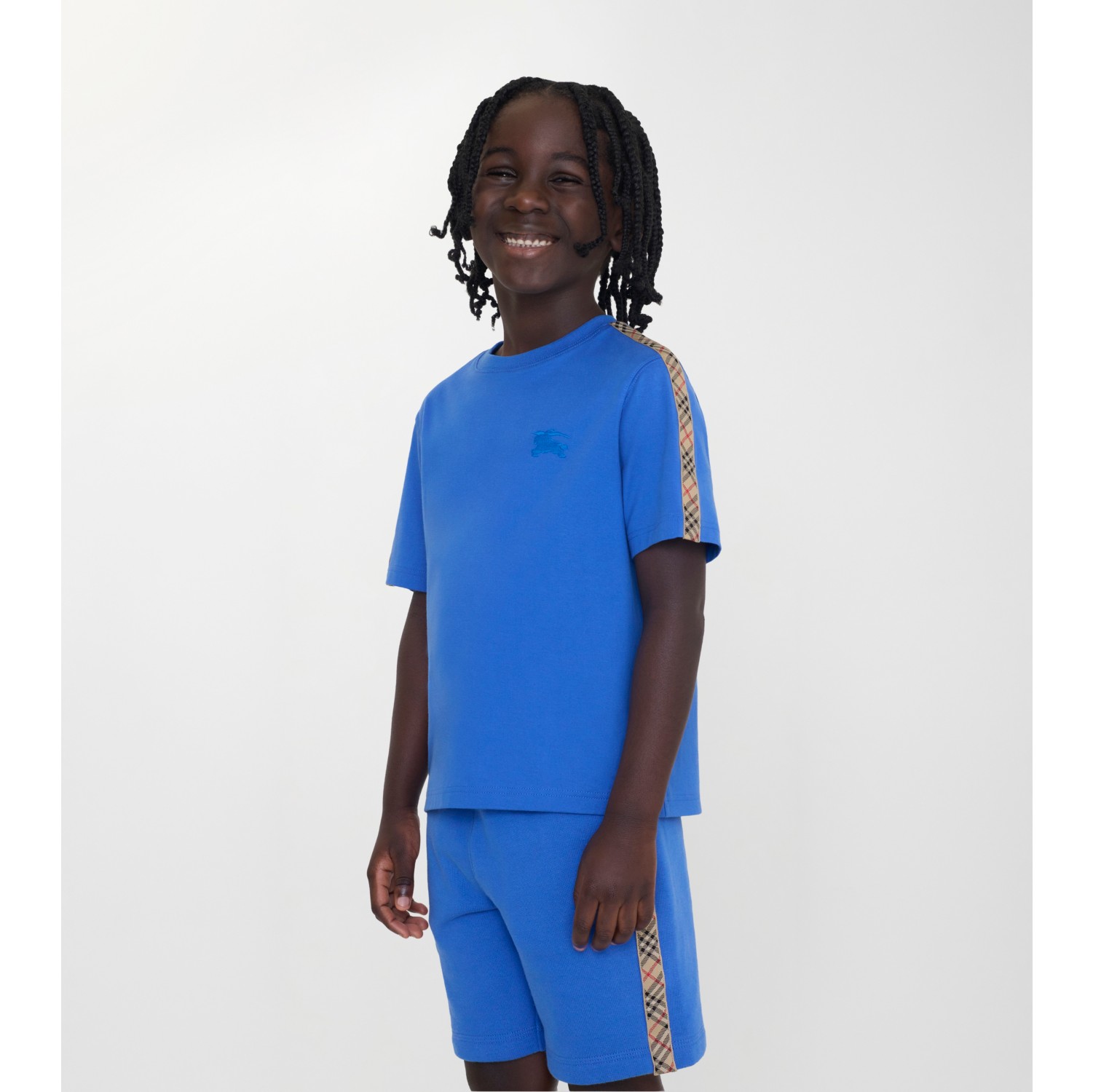 格纹装饰棉质 T 恤衫