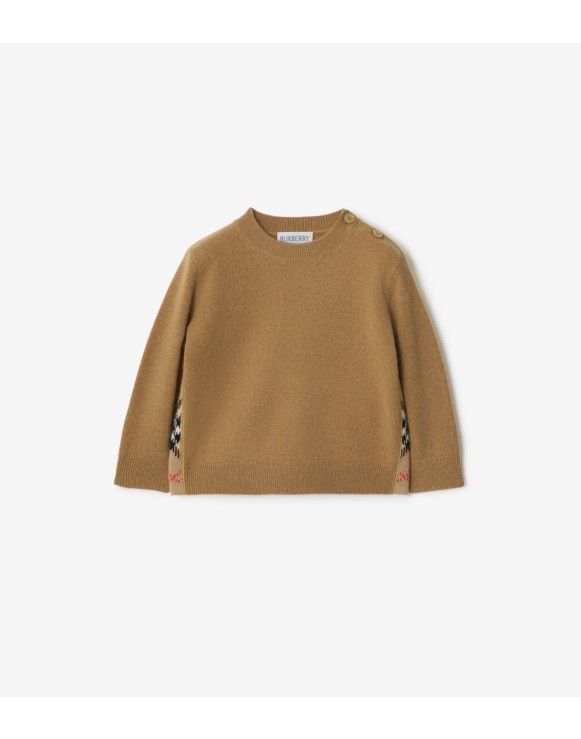 格纹贴片羊毛羊绒混纺针织衫