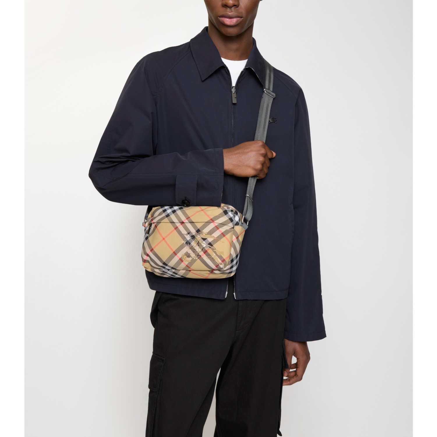 小号格纹斜背包