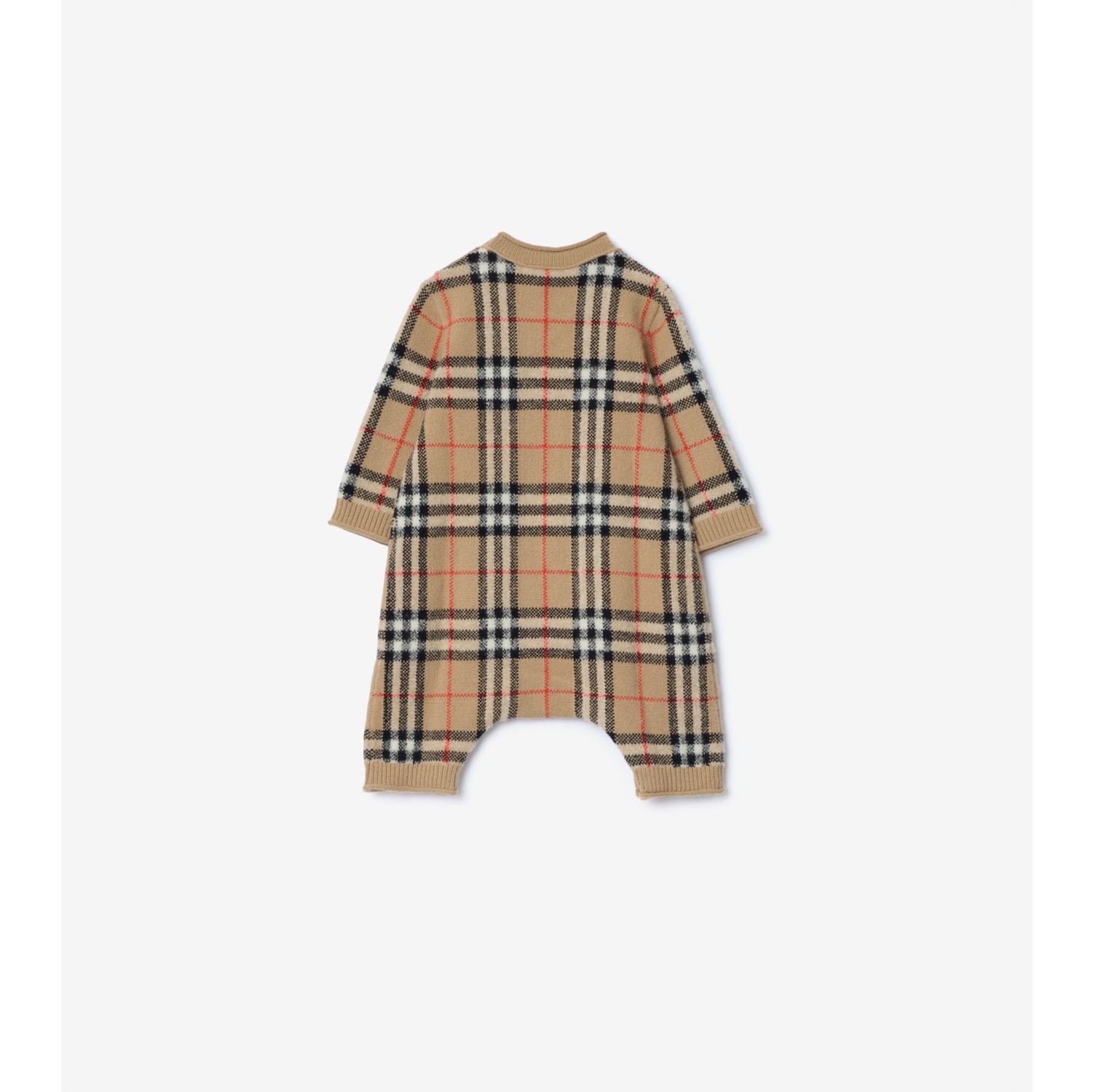 格纹羊毛羊绒混纺连体裤