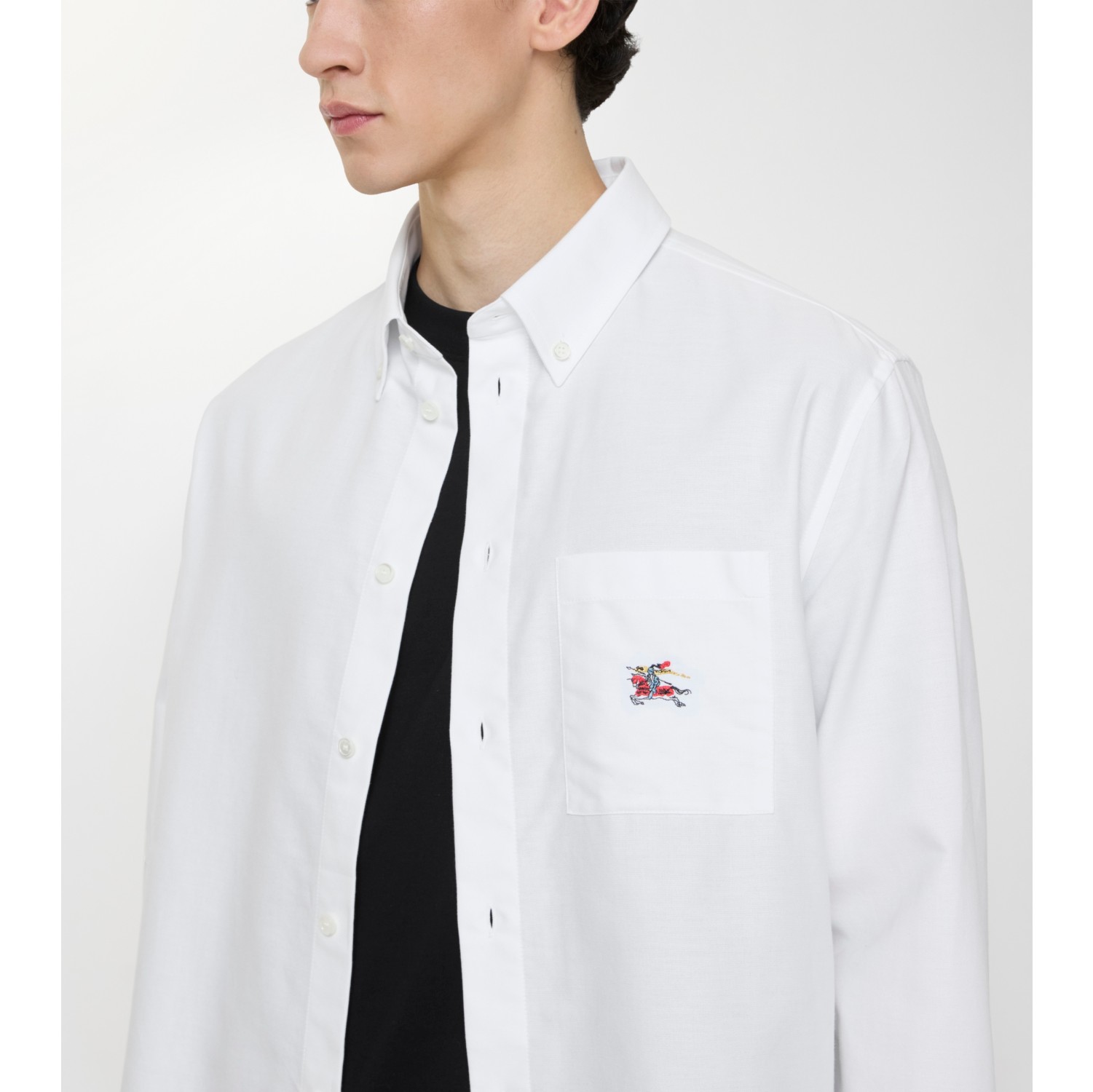 休闲版型马术骑士徽标棉质牛津衬衫