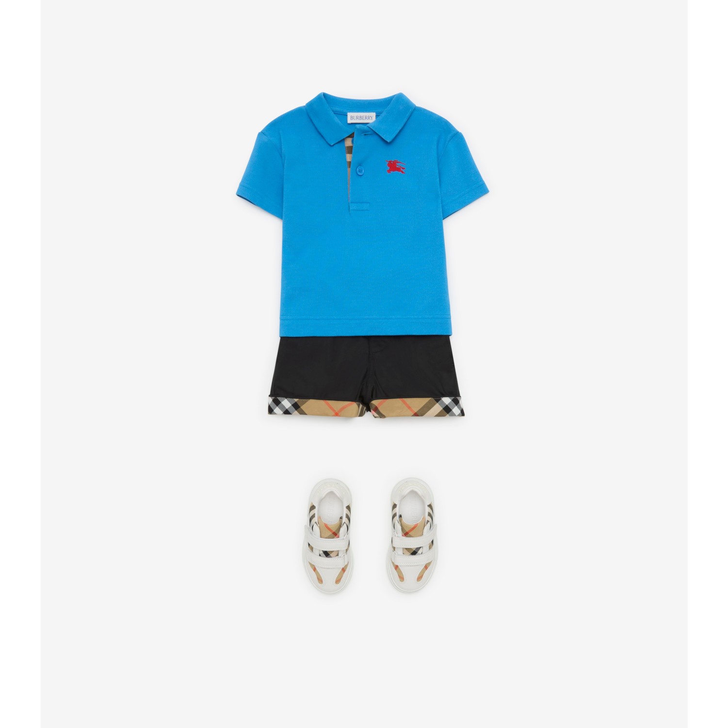 格纹卷边棉质短裤