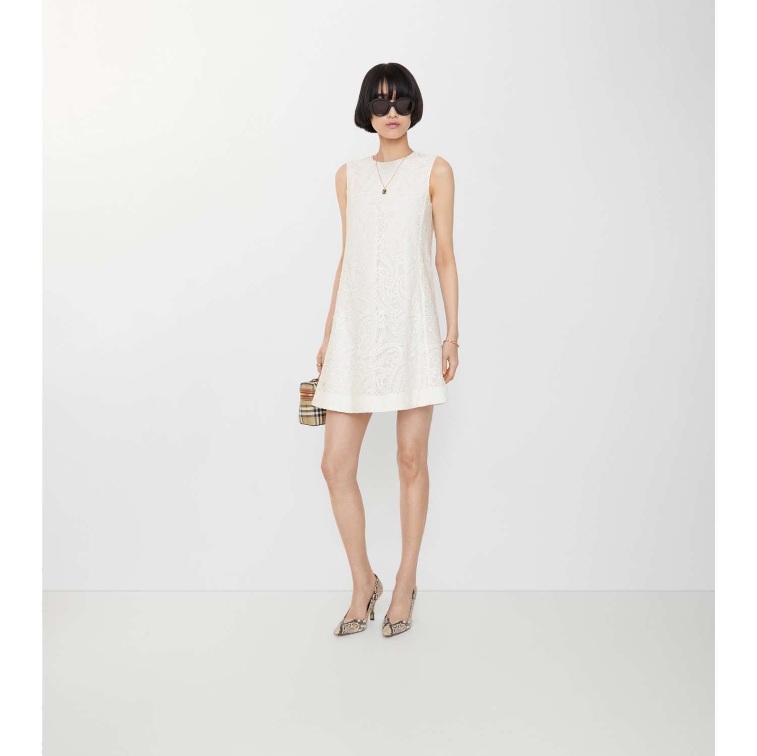 佩斯利蕾丝直筒连衣裙