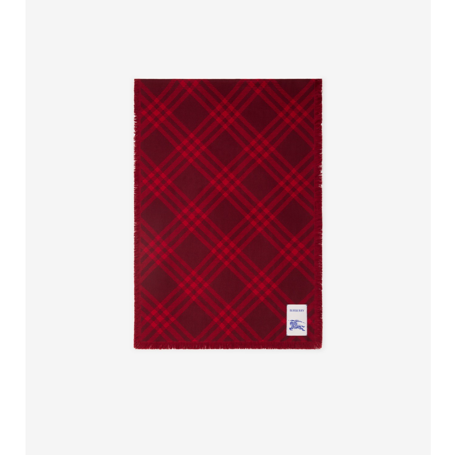 宽版格纹丝毛混纺围巾