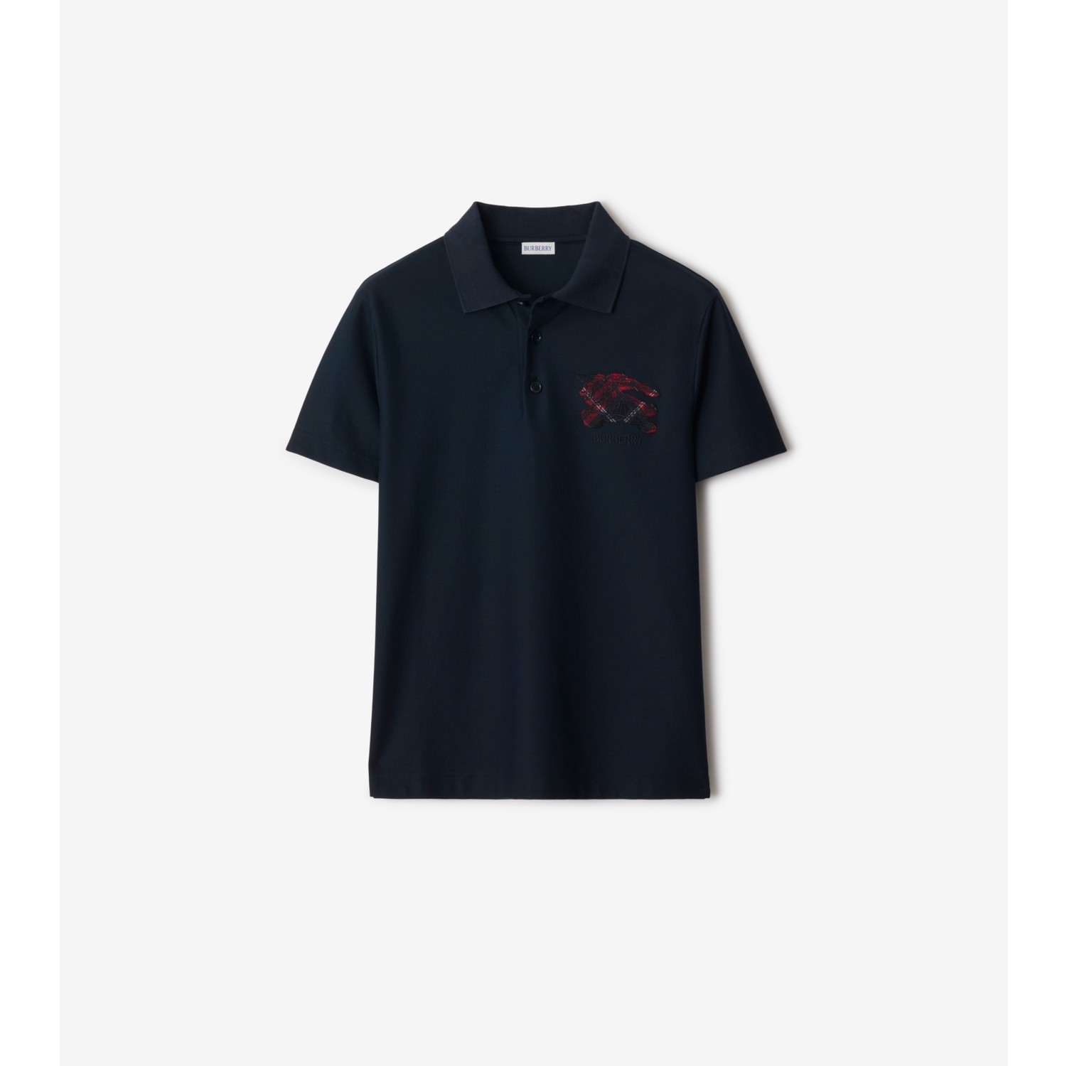 马术骑士徽标格纹棉质 Polo 衫