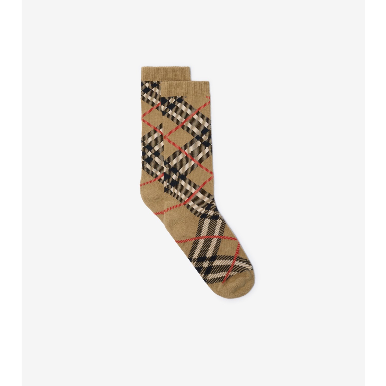 格纹棉质混纺袜