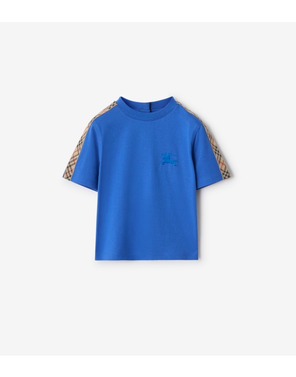 格纹装饰棉质 T 恤衫