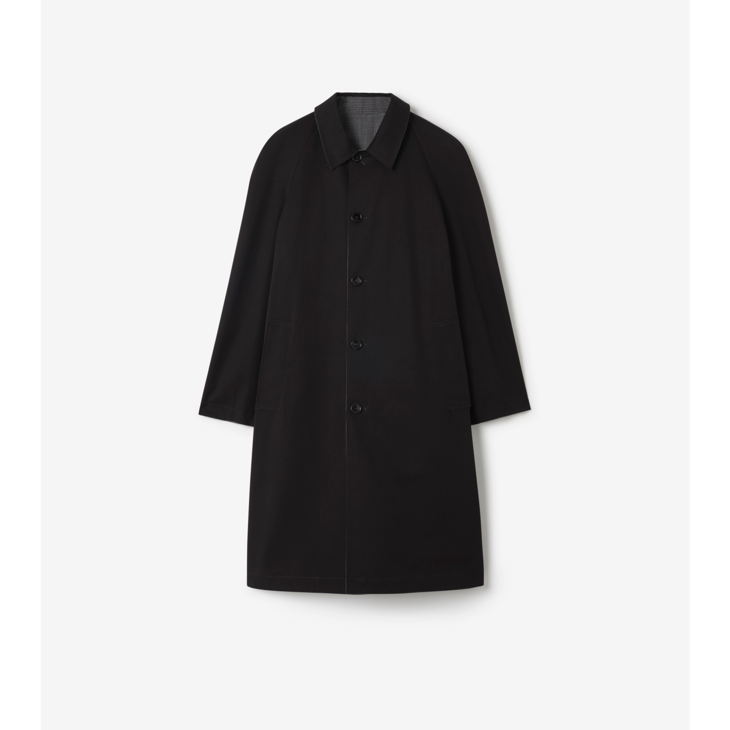 长款格纹羊毛轻便大衣