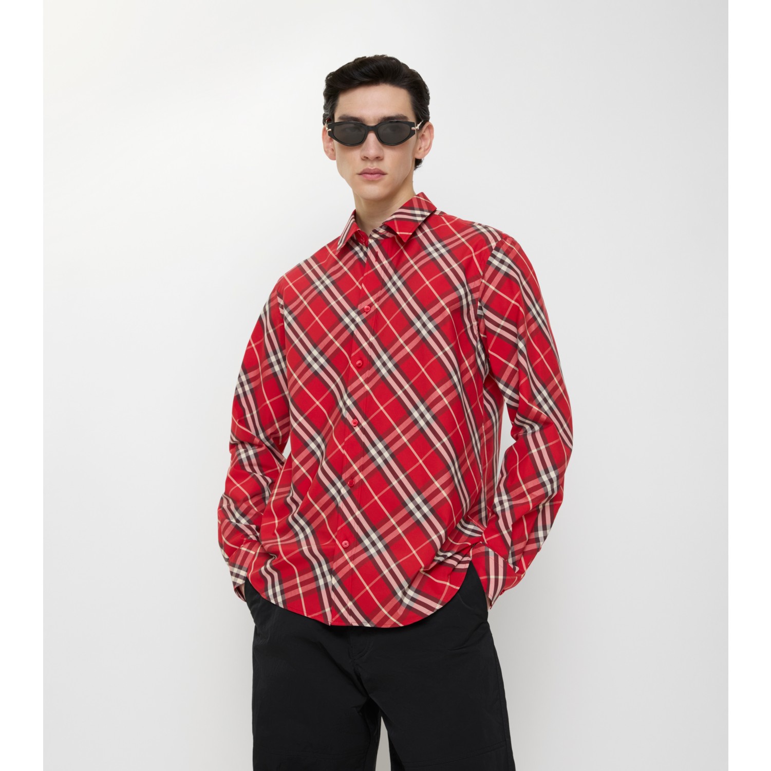 休闲版型格纹棉质衬衫