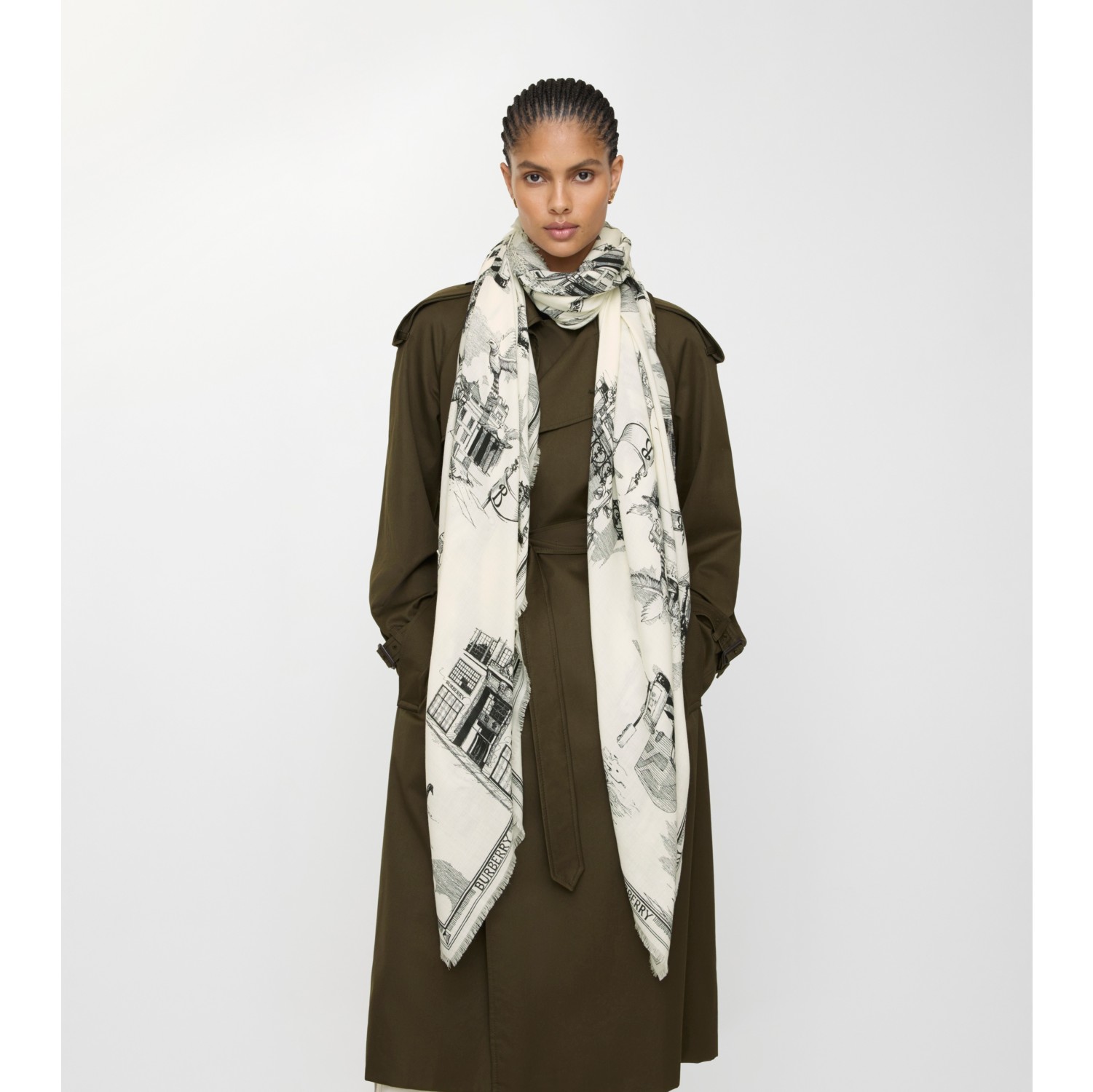 伦敦标志景观印花丝毛混纺围巾