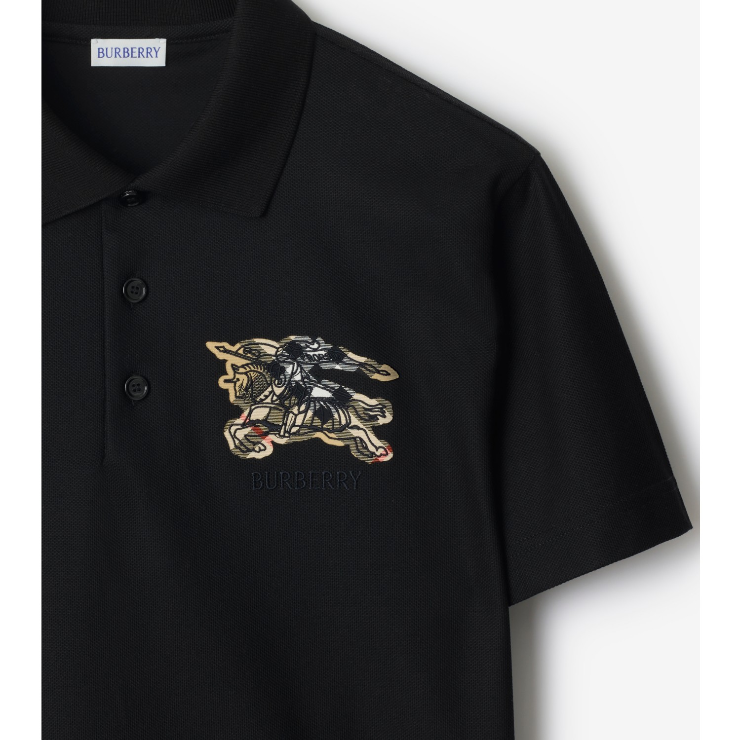 马术骑士徽标格纹棉质 Polo 衫