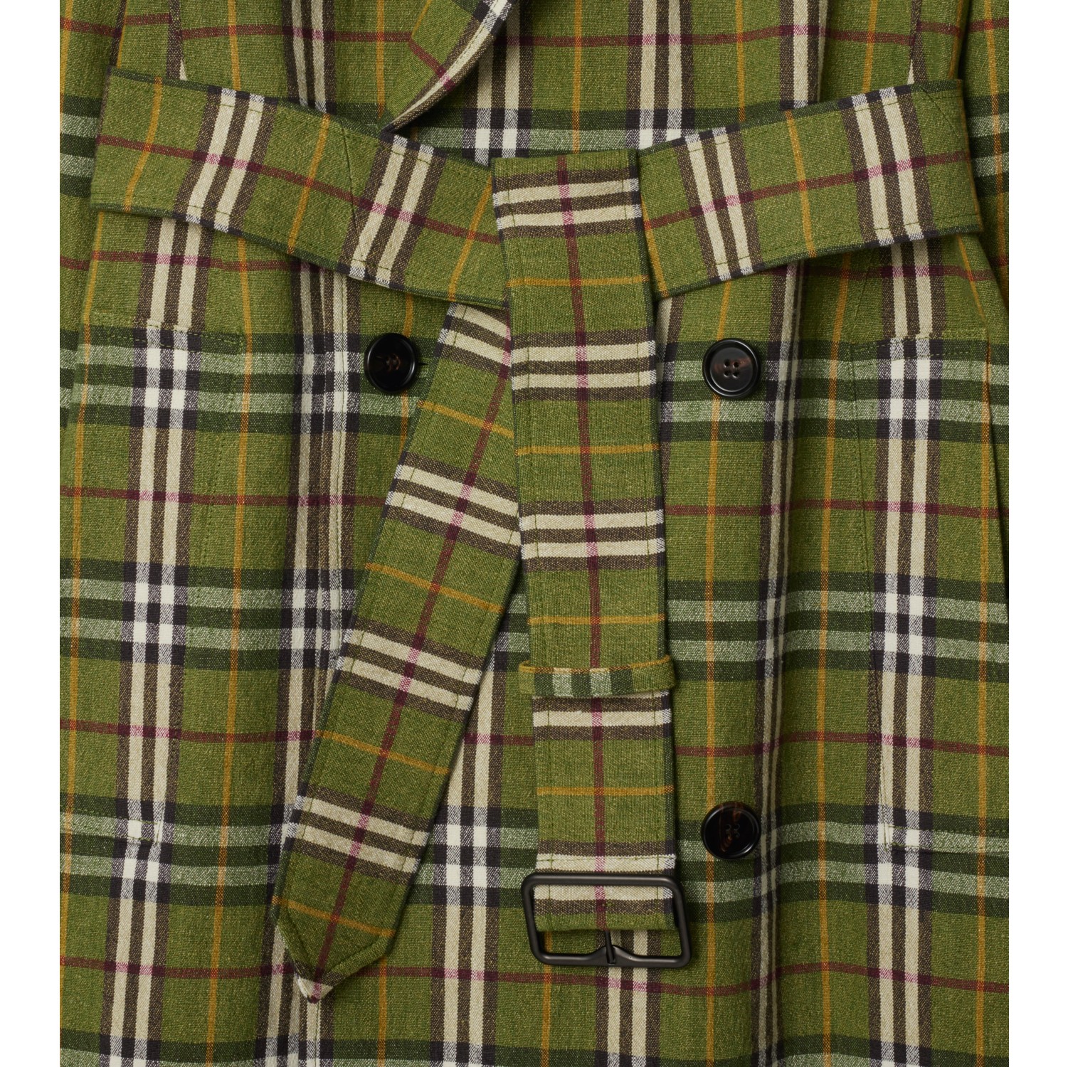 长款格纹弹力亚麻 Trench 风衣