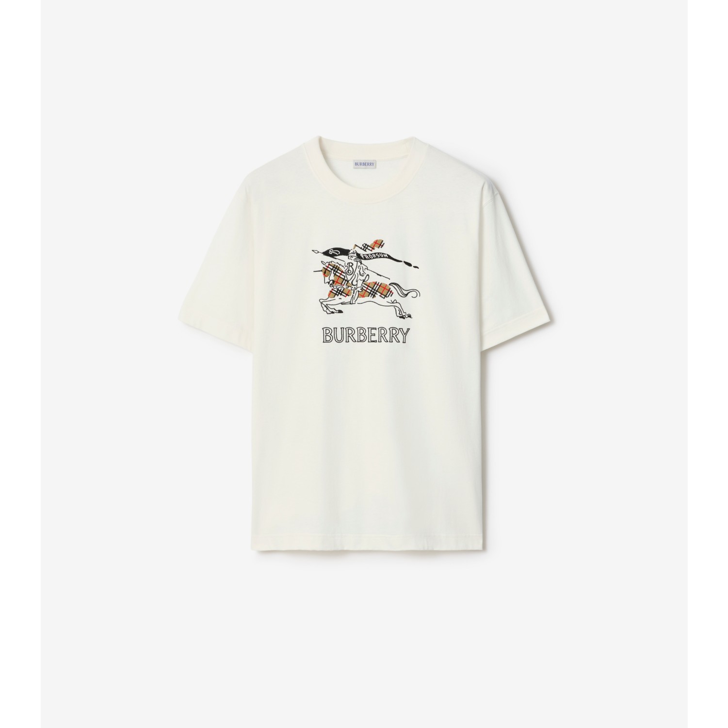 素描马术骑士徽标棉质 T 恤衫