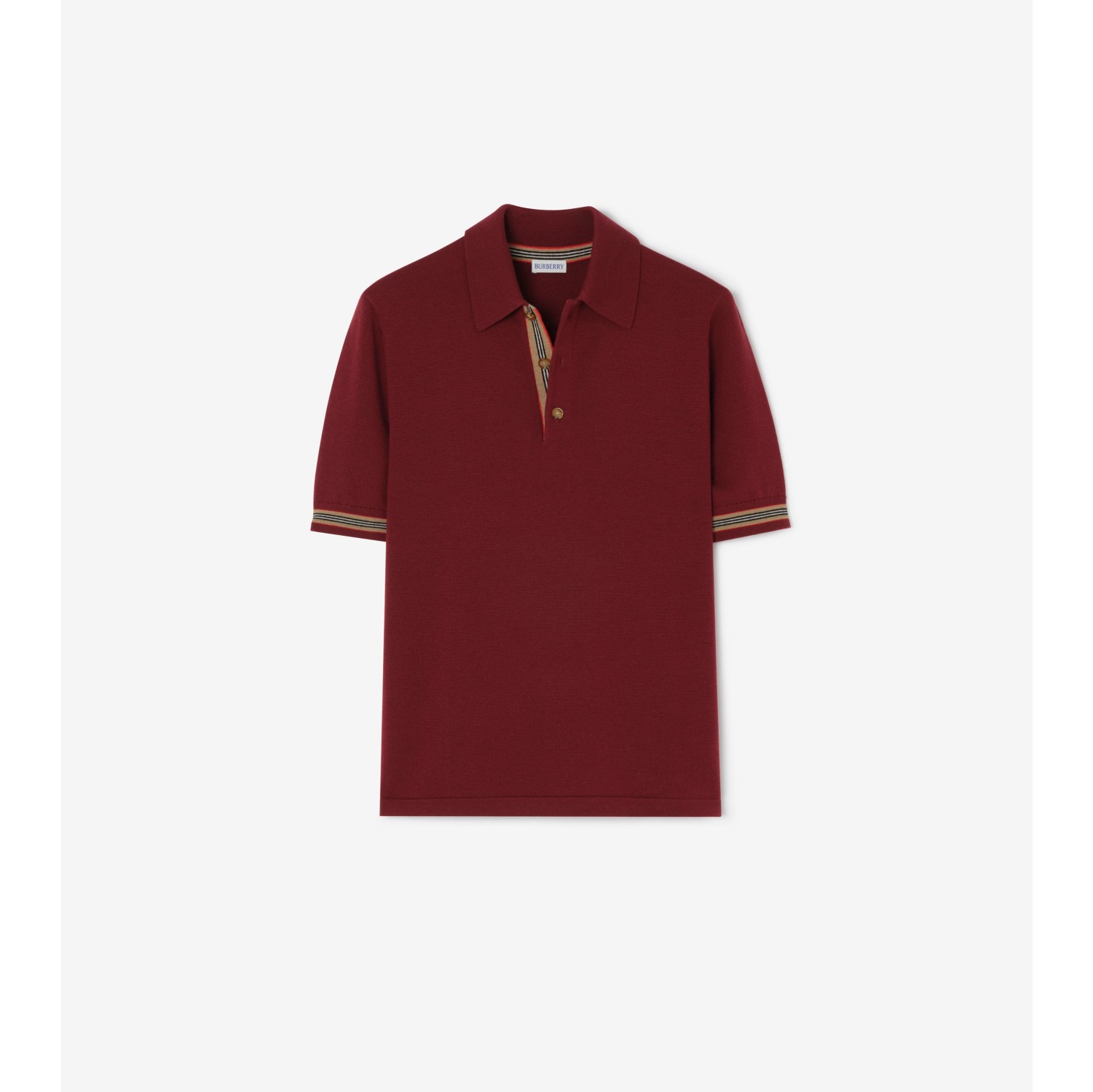 标志性条纹装饰羊毛 Polo 衫