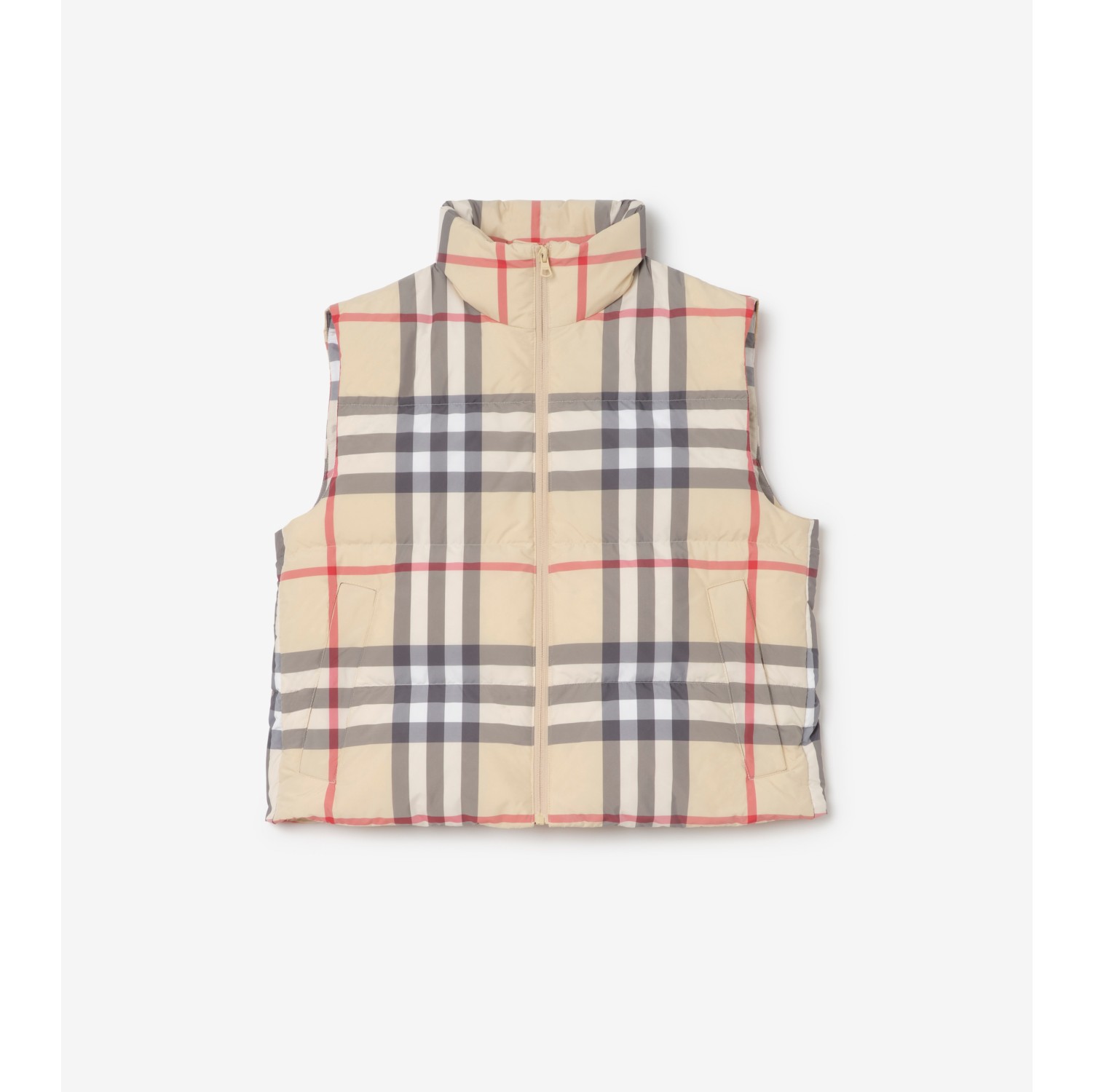 格纹羽绒背心